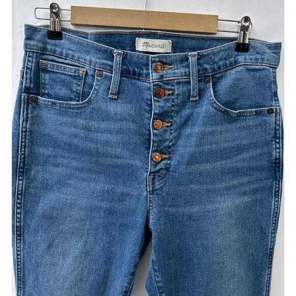 Madewell 10" High-Rise Skinny Jeans in Dewitt Wash Button-Front Denim Women 31‎ - Picture 7 of 16